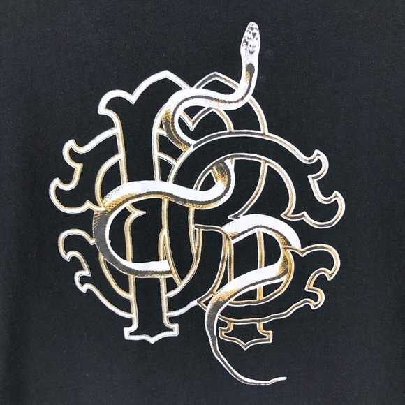 Roberto Cavalli Size Large Snake Logo Tee Shirt Logo Monogram Top Short Sleeve - Picture 3 of 10